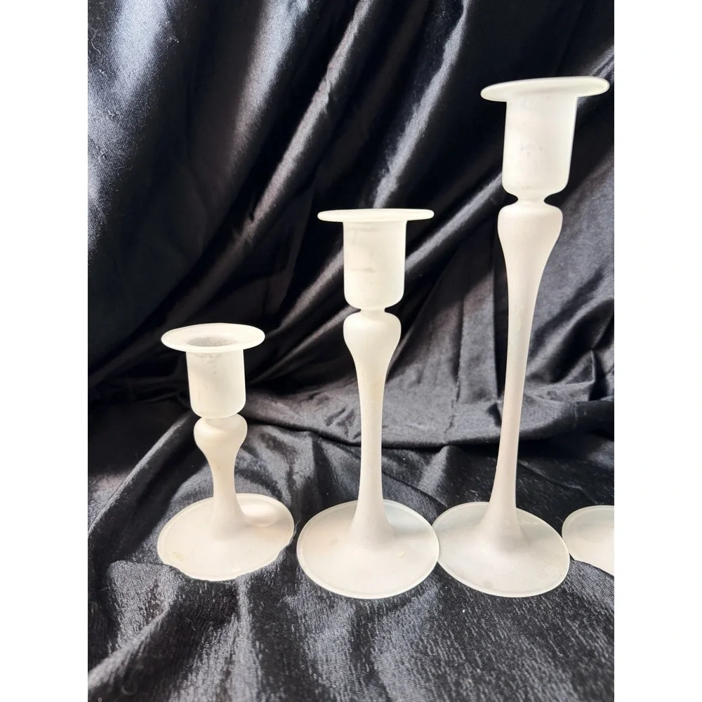 5‎ STAIRCASE IKEA BLOMSTER CANDLE HOLDERS IN FROSTED GLASS (2676)